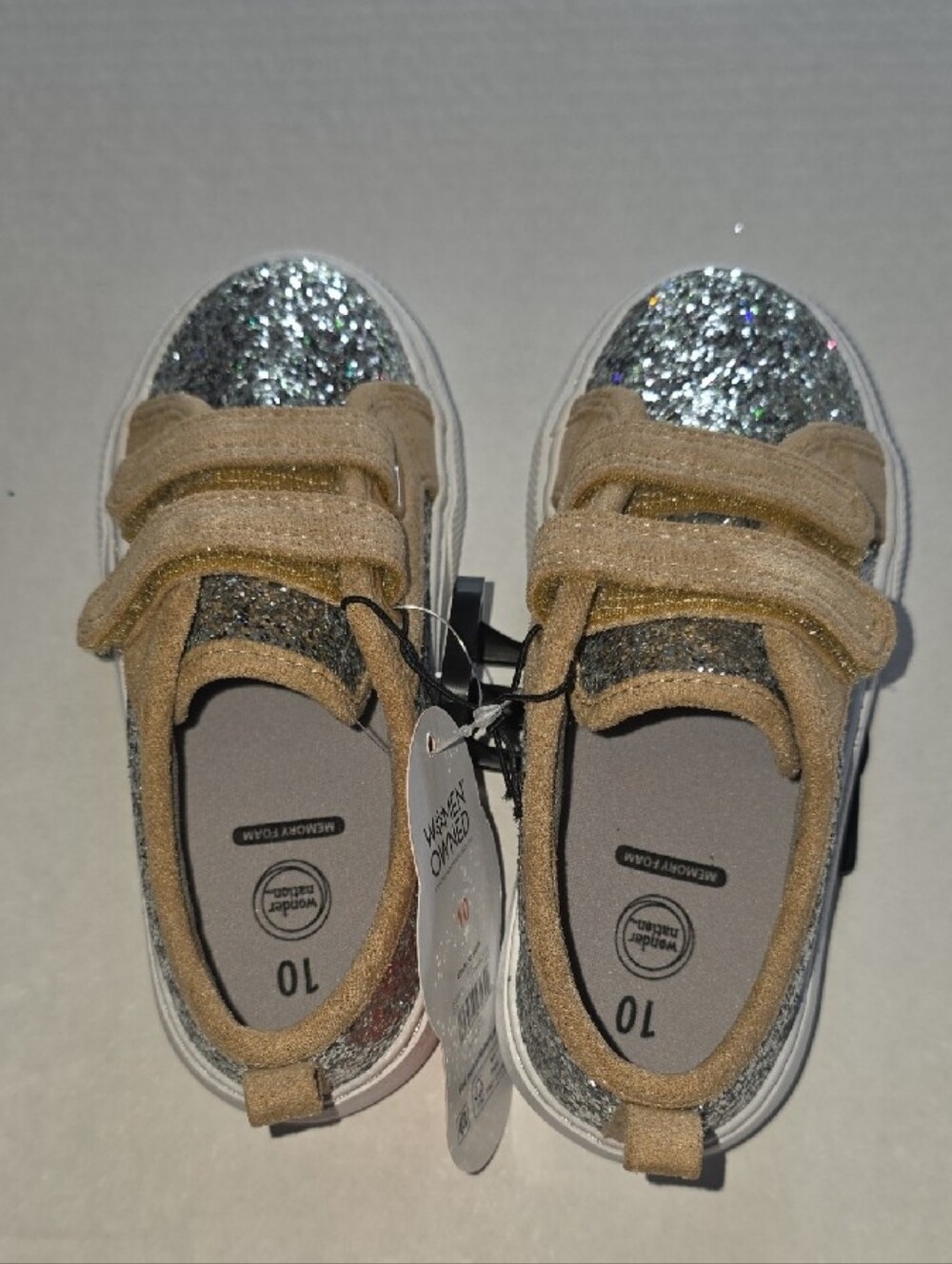 Wonder Nation Toddler Girls Glitter Two Strap Skate Sneakers